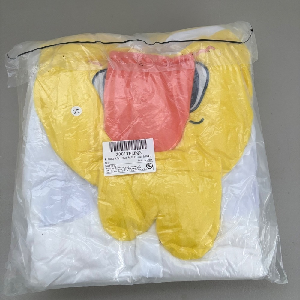 Adult Duck Animal Pajamas Yellow White One Piece Costume Small S NEW Cosplay